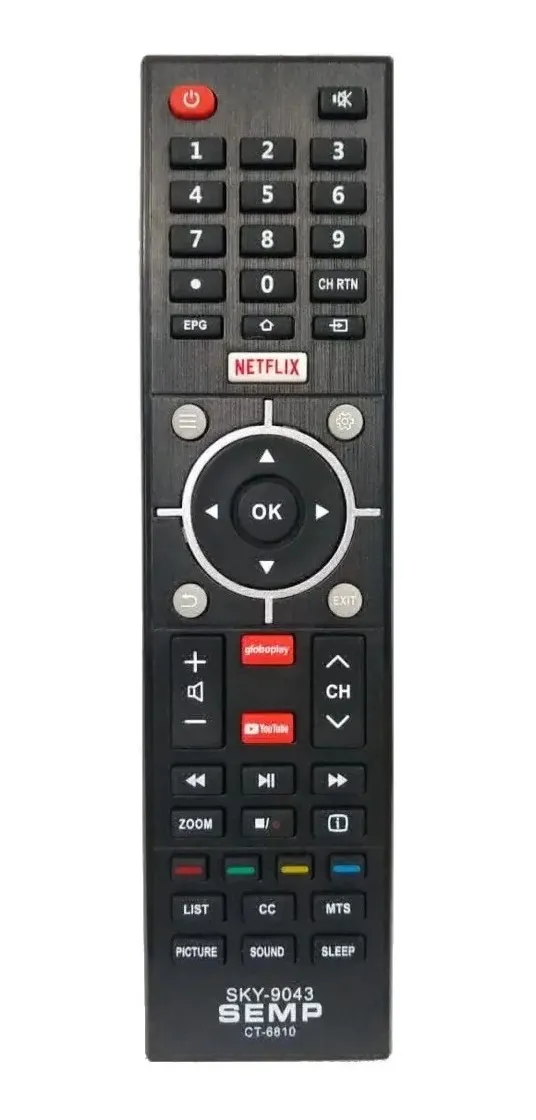Controle Remoto Para Tv Semp Ct6810 L32s3900s L39s3900fs